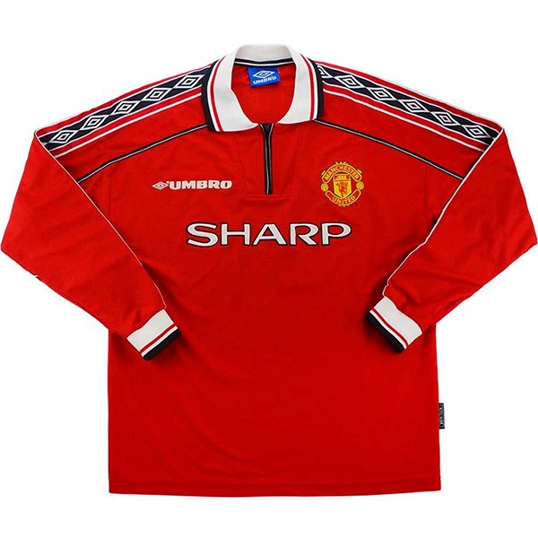 Maillot Football Manchester United Domicile ML Retro 1998 1999 Rouge